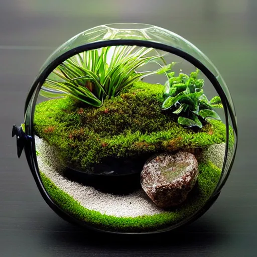 Image similar to moss terrarium, product photo, high quality, 4 k, beautiful design, innovative