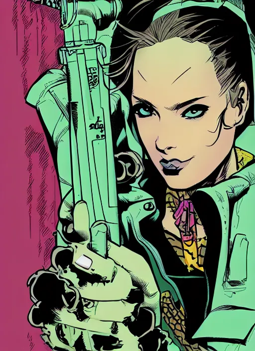 Prompt: a portrait of a pretty sewer punk young lady by cliff chiang