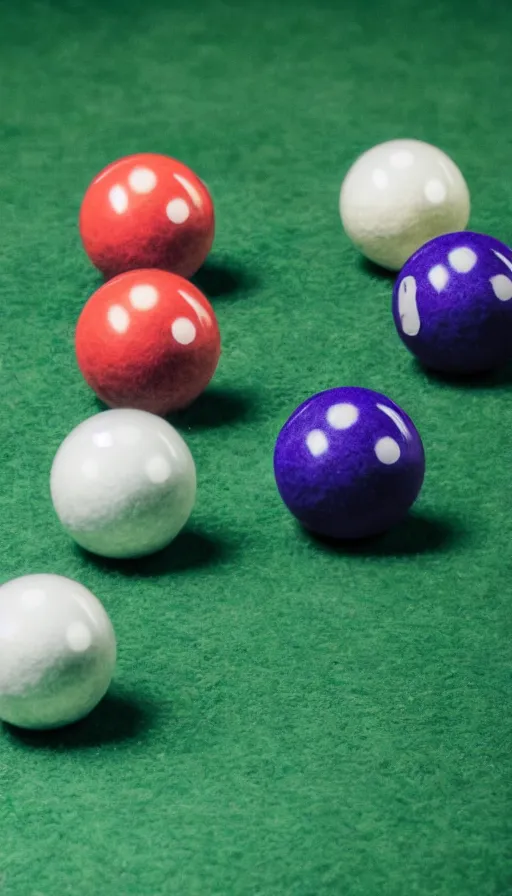 Image similar to close up ultra realistic billiard ball on green felt pool table with reflections ray tracing, ultra detail, low depth of field, 5 0 mm camera