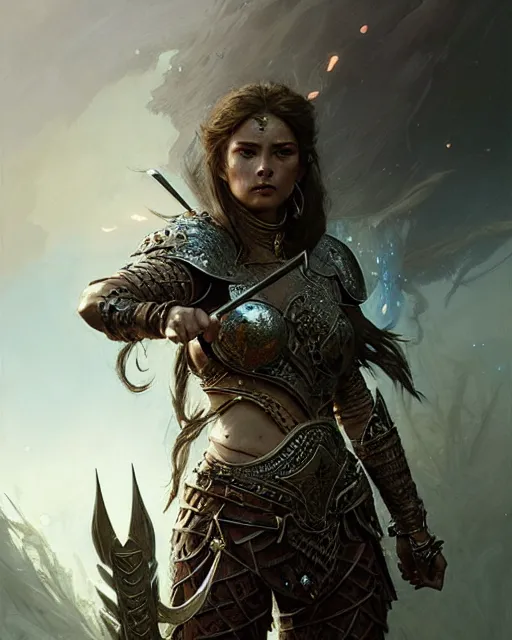 Image similar to a fierce warrior princess in full armor, fantasy character portrait, ultra realistic, concept art, intricate details, highly detailed by greg rutkowski, gaston bussiere, craig mullins, simon bisley