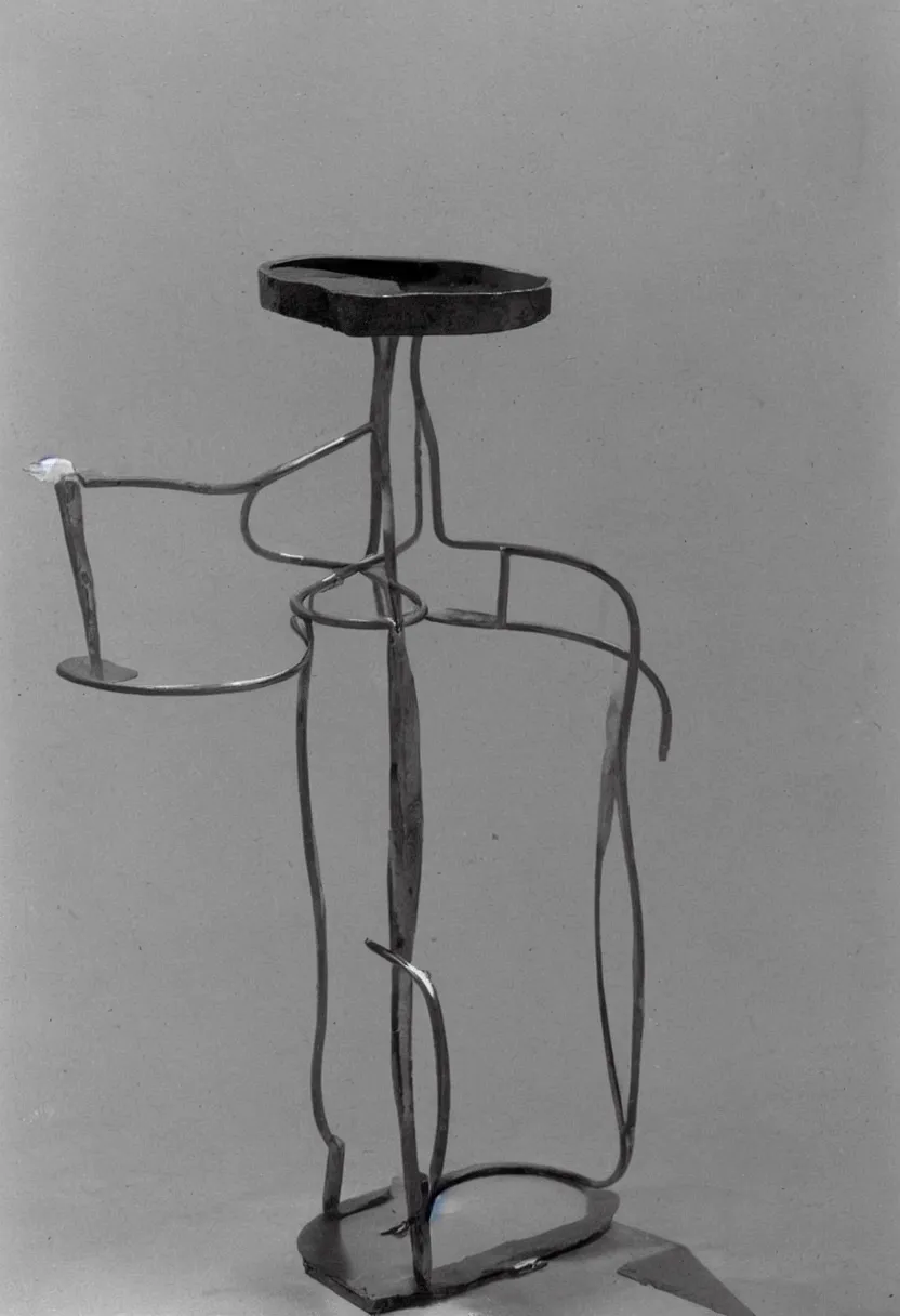 Prompt: In Advance of the Broken Arm by Marcel Duchamp, simple readymade object on a pedestal, minimal void