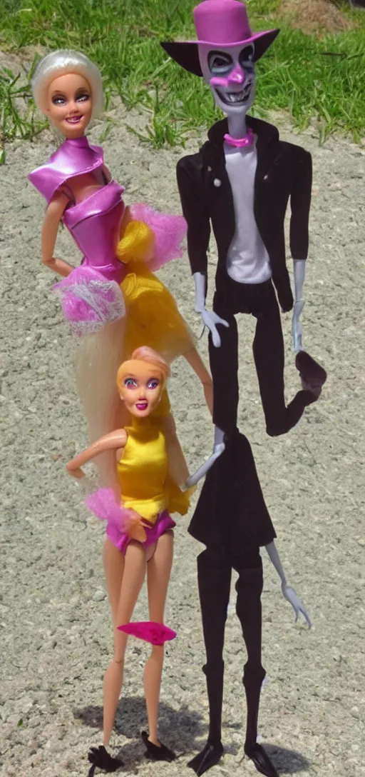 Image similar to Nosferatu and Barbie on vacation