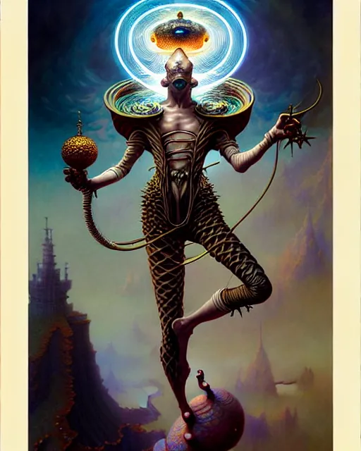 Image similar to the fool tarot card, fantasy character portrait made of fractals, ultra realistic, wide angle, intricate details, the fifth element artifacts, highly detailed by peter mohrbacher, hajime sorayama, wayne barlowe, boris vallejo, aaron horkey, gaston bussiere, craig mullins