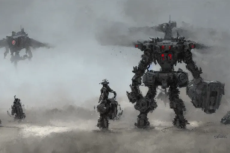 Image similar to mech art by jakub rozalski