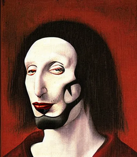 Image similar to portrait of marilyn manson by hieronymus bosch, high quality, high detail