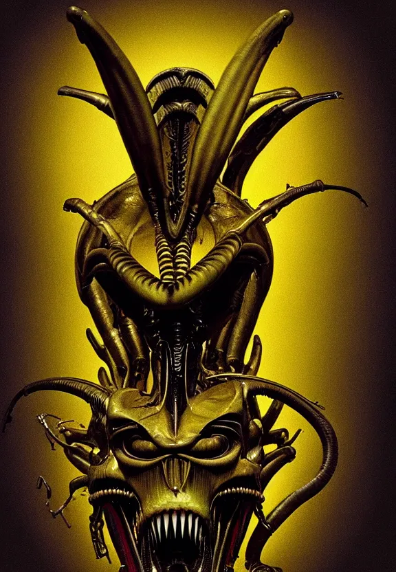 Image similar to one famous person, simple, simplicity, subgenius, x - day, weird stuff, occult stuff, knives, giger ’ s xenomorph, illuminati, bright colors, hyperrealism, studio lighting