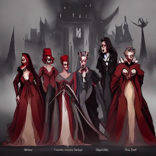 Image similar to a vampire royal court, trending on artstation