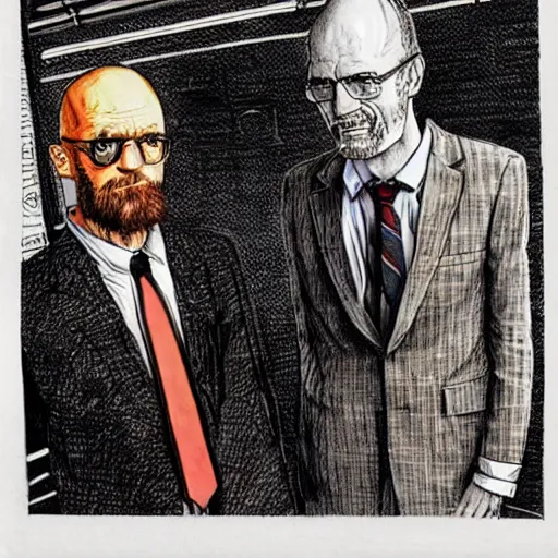 Image similar to The Artwork of R. Crumb and his Cheap Suit Breaking-Bad-Jesse-Pinkman, pencil and colored marker artwork, trailer-trash lifestyle