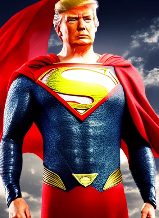 Prompt: Donald Trump cast as Superman, still from Man of Steel movie, hyperrealistic, 8k, Octane Render,