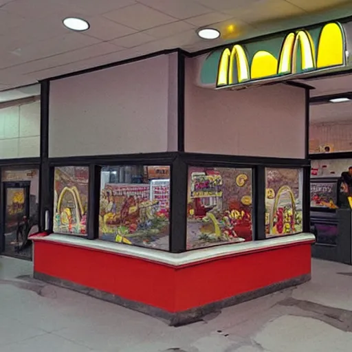 Prompt: “ mcdonald ’ s playplace haunted by demons, evil, spooky eerie, liminal ”