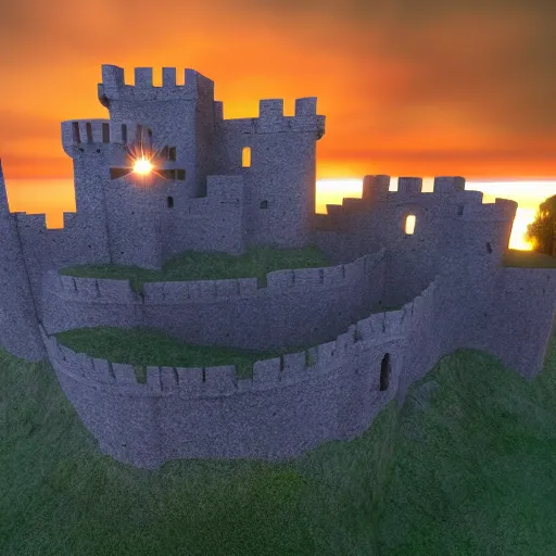 Prompt: castle at sunset, cinematic, dramatic, realistic, volumetric lighting