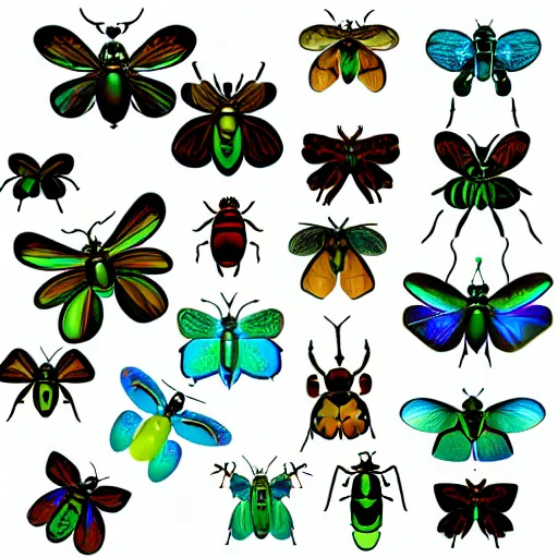 Image similar to insects made of iridescent water macro sharp focus, vector graphics