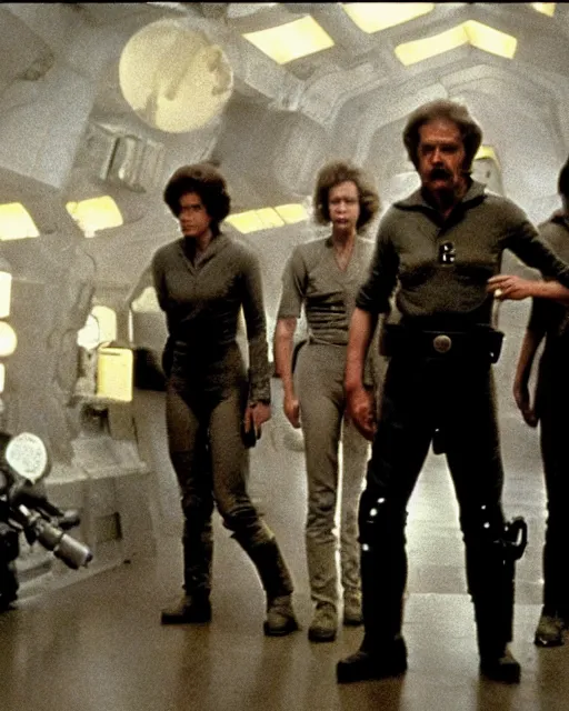 Image similar to a film still from alien ( 1 9 7 9 ) starring sigourney weaver, tom skerrit, ian holm, john hurt, yaphet koto, veronica cartwright,