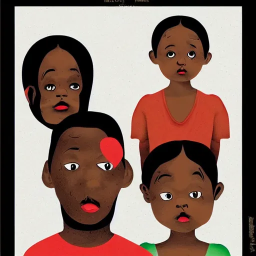 Image similar to a poster design of a miserable black family by adhira putra,