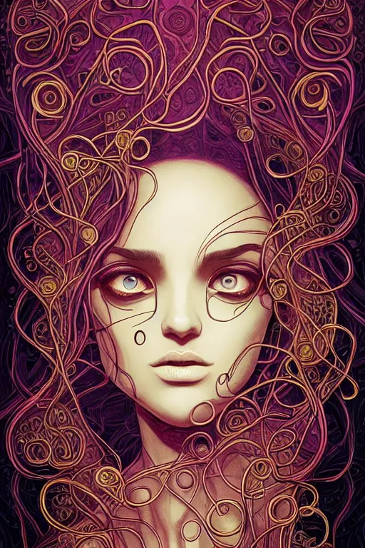 Image similar to 👁👩🏽🌹👾, phantom, dreary, dramatic, fluid, golden ratio, artstation, moebius + loish, hd, overgrown vines