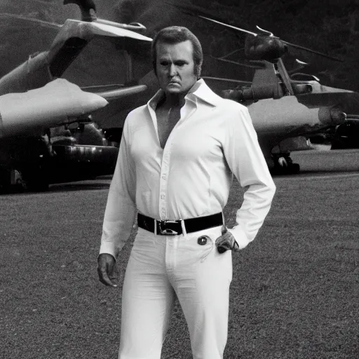 Image similar to lee majors as the six million dollar man, standing up, looking at the camera, photorealistic, 8 k