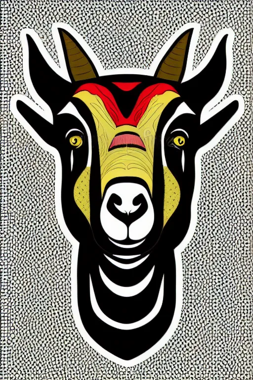 Prompt: Portrait of a drug dealer goat, sticker, andromorphic, colorful, illustration, highly detailed, simple, smooth and clean vector curves, no jagged lines, vector art, smooth