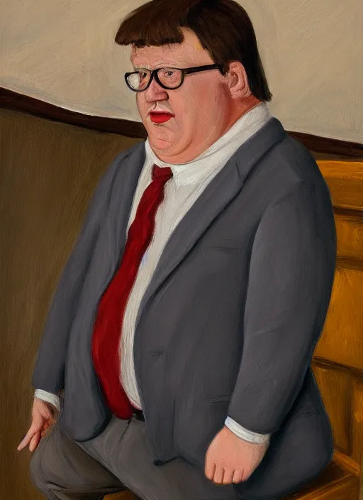 Image similar to Real life Peter Griffin, painted by Lucian Freud, highly detailed, 8k