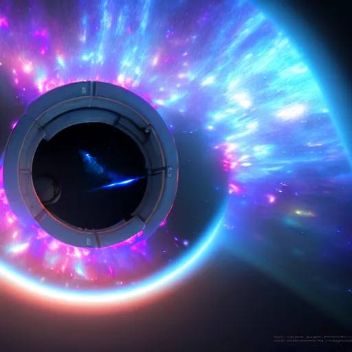 Prompt: an ultraealistic portal to heaven in space with nebulaes made by hubble, cryengine, volumetric lighting, trending on artstation and cgsociety