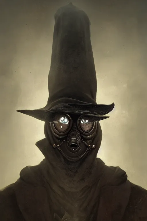 Prompt: A fancy portrait of a Plague Doctor by Greg Rutkowski, Sung Choi, Mitchell Mohrhauser, Maciej Kuciara, Johnson Ting, Maxim Verehin, Bloodborne, 8k photorealistic, volumetric lighting, HD, high details, dramatic, dark atmosphere, trending on artstation