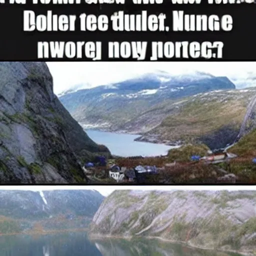 Image similar to a funny meme about norway