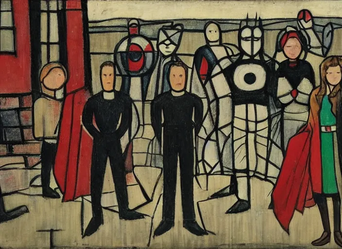 Prompt: the avengers by ls lowry
