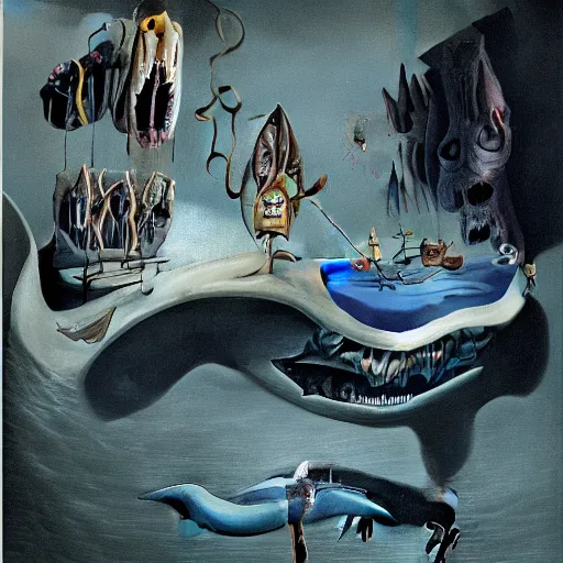 Image similar to sharks in the persistence of memory of salvador dali