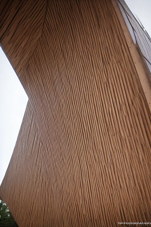 Image similar to buliding design by ieoh ming pei, it is made by wood, function is church ， photography ， 8 k