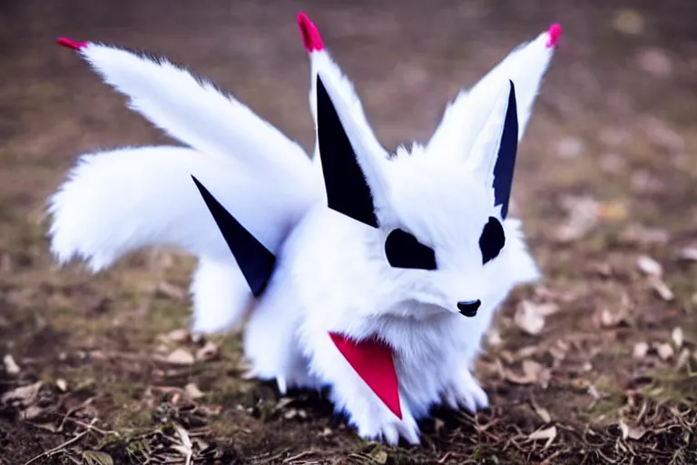 Image similar to real life zangoose pokemon, cute!!!, heroic!!!, adorable!!!, playful!!!, fluffly!!!, happy!!!, cheeky!!!, mischievous!!!, ultra realistic!!!, autumn, clear weather, ( golden hour ), sharp focus