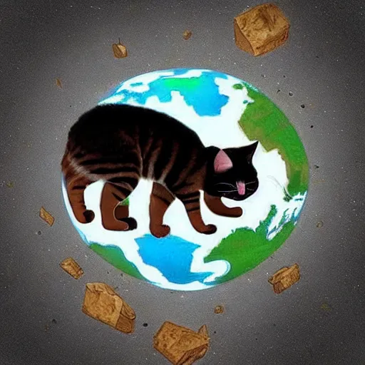 Prompt: “Earth being destroyed by cats”