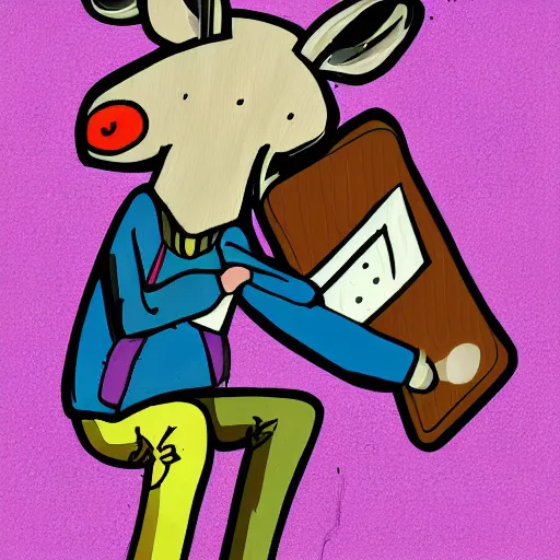 Prompt: Anthropomorphic deer person performing tricks on a skateboard, simple digital art