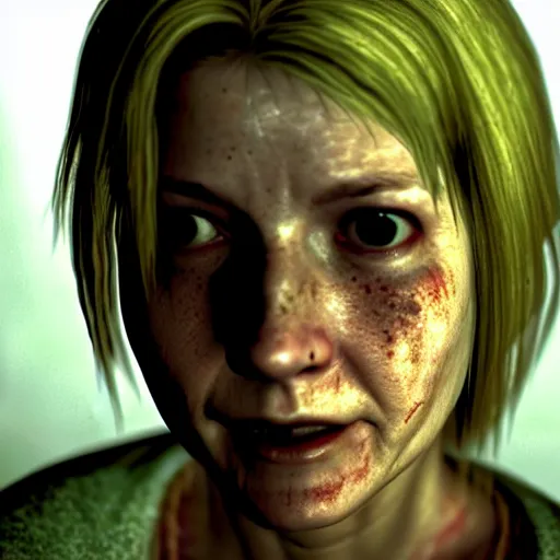 Prompt: heather mason in silent hill 3, 8 k, realistic,