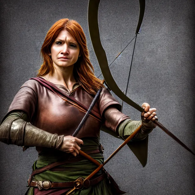 Prompt: female robin hood warrior, highly detailed, 8 k, hdr, smooth, sharp focus, high resolution, award - winning photo