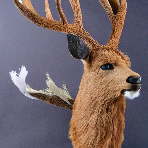 Prompt: a deer with feathers for fur-n 9