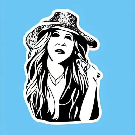 Image similar to stevie nicks playing guitar and singing, sticker - art, svg vector, adobe - illustrator