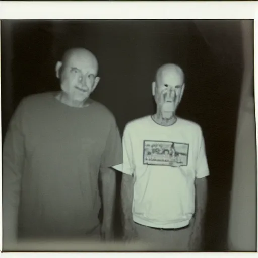 Image similar to a found polaroid photo of trash humpers in the backrooms