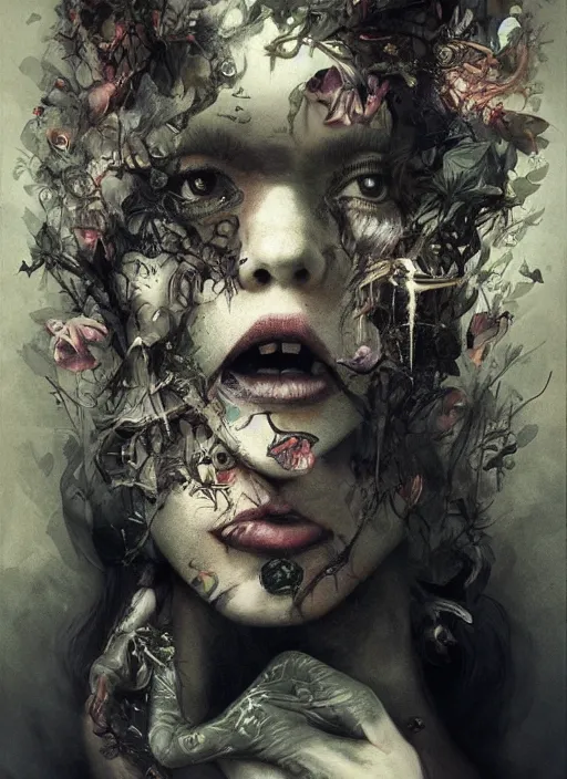 Image similar to Our lives are not our own. We are bound to others, past and present, and by each crime and every kindness, we birth our future. diabolical, dark, mystical, intrincate, maximalism, by Marco Mazzoni, Otto dix and Ryohei Hase