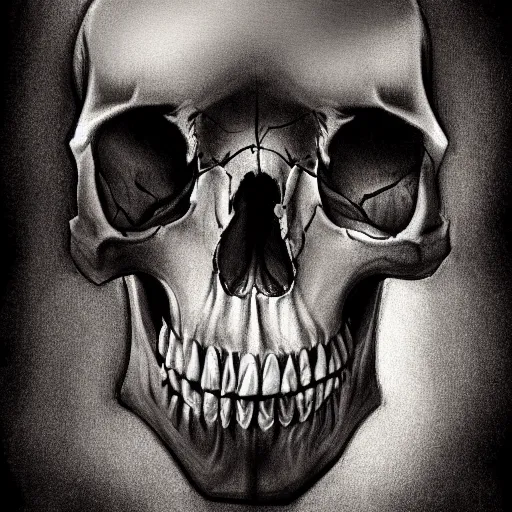 Image similar to drawing of a skull, digital art, dramatic lighting, ultra detail, creepy, book cover