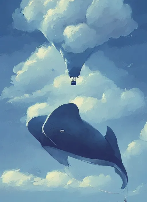 Image similar to Clouds in the shape of a whale, hot air balloons, digital painting by Alena Aenami, Alena Aenami, Alena Aenami, Alena Aenami, serene, artstation, concept art, 8k