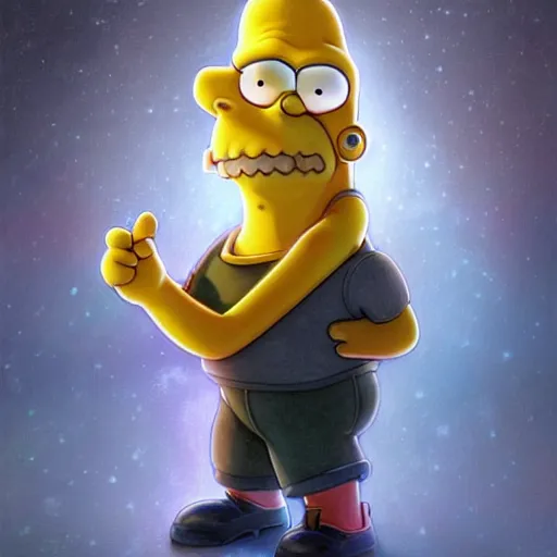 Prompt: ultra realistic illustration of magical real life cartoon character homer simpson, forest, fantasy, colorful lights, intricate, elegant, highly detailed, digital painting, artstation, concept art, smooth, sharp focus, illustration, art by artgerm and greg rutkowski and alphonse mucha homer!!! simpson!!!