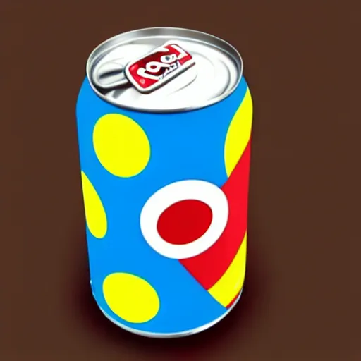 Prompt: a soda can themed after a pokeball from pokemon