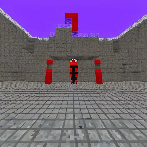 Image similar to neon genesis evangelion in minecraft