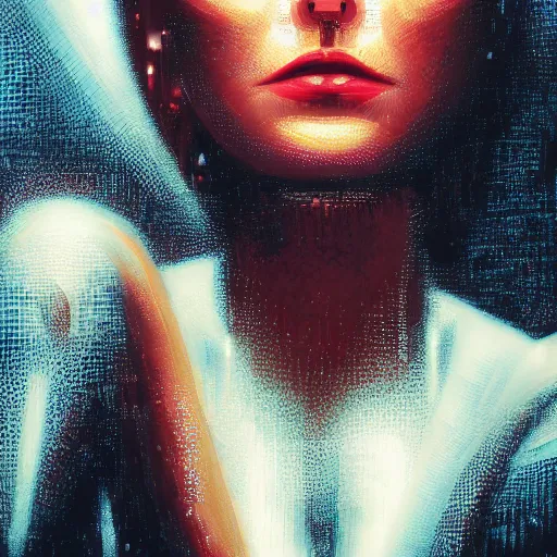 Image similar to detailed face of a woman, clockwork, moment, tectonic sky, skydome, bullet train, dystopian, tech noir, wet reflections, prism, atmospheric, ambient, pj crook, syd mead, livia prima, artgerm, greg rutkowski, nick alm, casey baugh