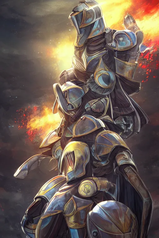 Image similar to helmet armor guardian destiny in witch queen illumination ray tracing hdr fanart arstation by sung choi robot ninja mask and eric pfeiffer and gabriel garza and casper konefal