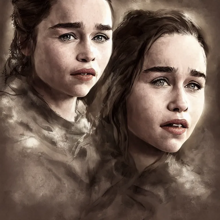 Prompt: Emilia Clarke, beautiful digital art