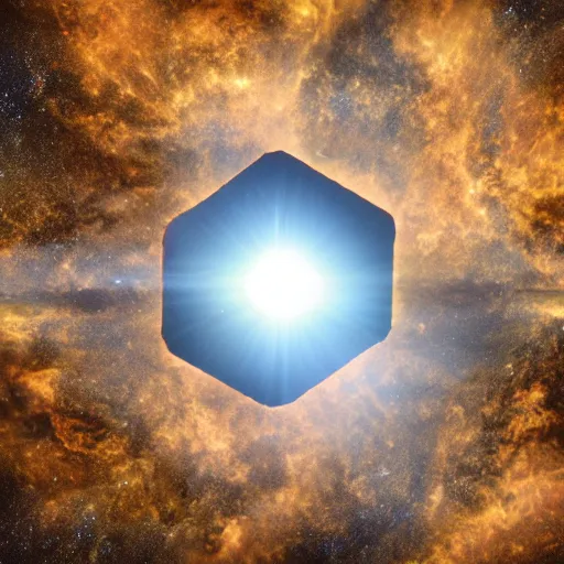 Prompt: hexagon sun shields floating in space, unreal engine, digital art, solar eclipse, seen from earth