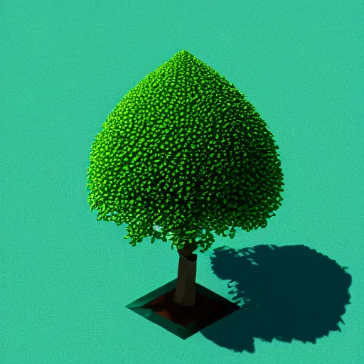 Image similar to a 3d low poly object of just a small green tree on the blue background