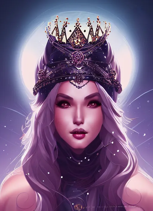 Image similar to queen of the night, highly detailed, artgerm style, artstation, soft light, sharp focus, illustration, character design, concept art