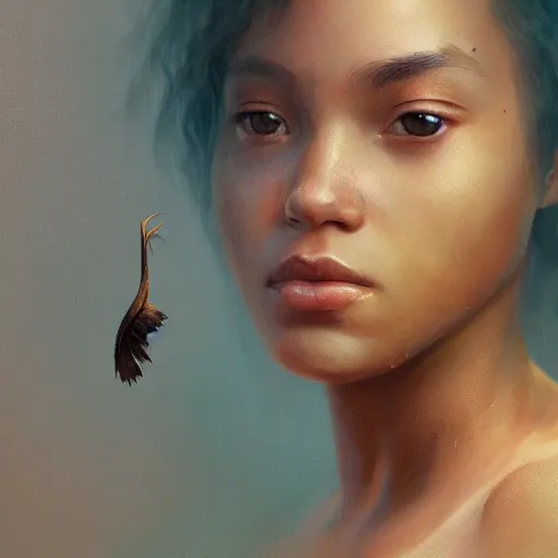 Image similar to beautiful mulatto caught by a predatory plant venus flycatcher, gorgeous, close-up portrait, intricate, elegant, volumetric lighting, scenery, digital painting, highly detailed, artstation, sharp focus, illustration, concept art, ruan jia, steve mccurry