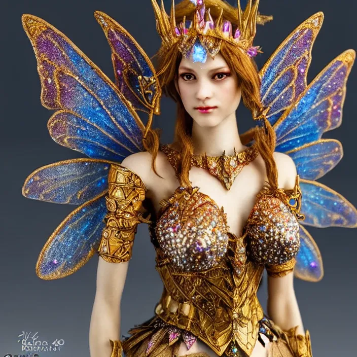 Image similar to photograph of a real - life beautiful!! fairy queen with bejewelled armour. extremely detailed. 8 k